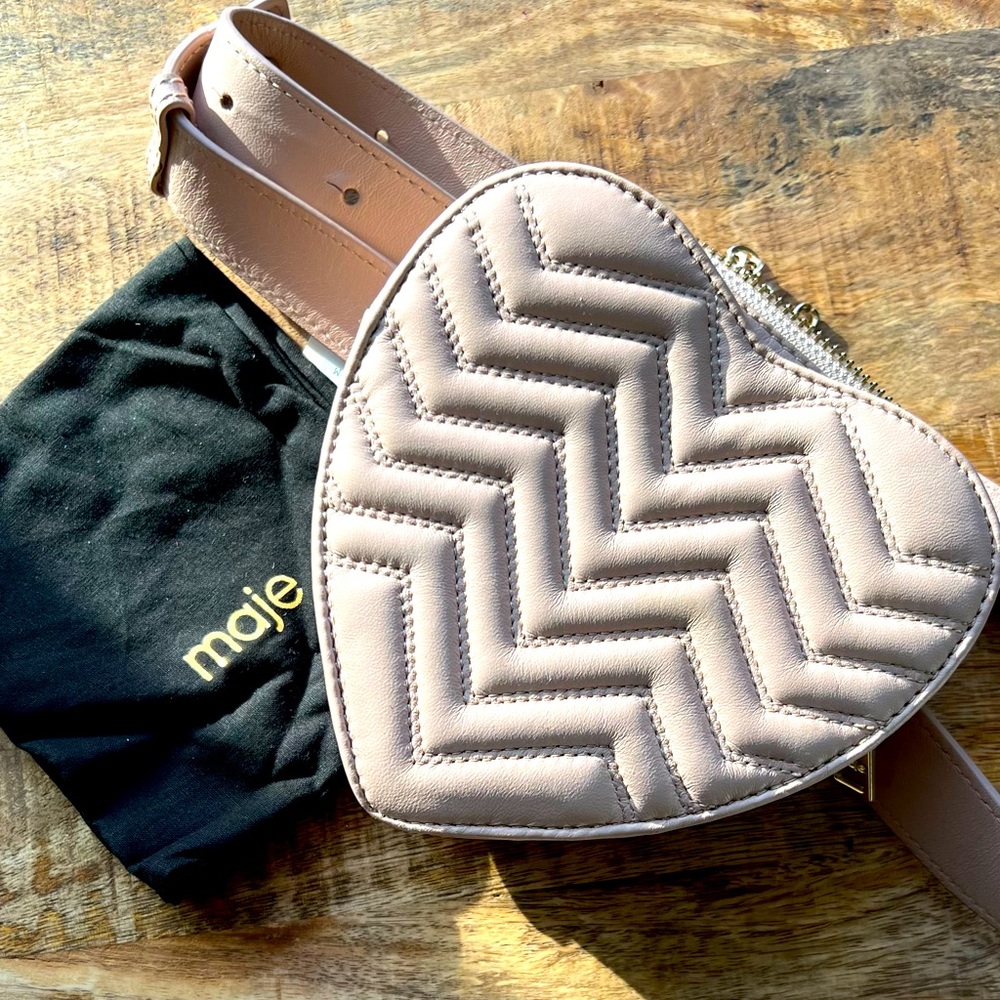 NWT Maje Quilted Leather Crossbody/Belt Bag in NUDE
